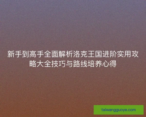 新手到高手全面解析洛克王国进阶实用攻略大全技巧与路线培养心得