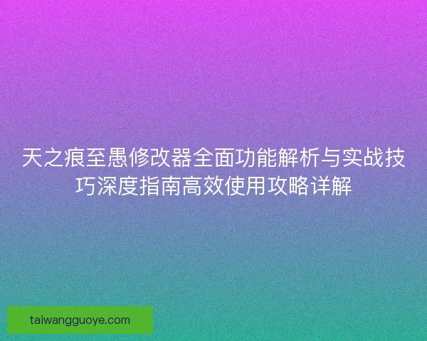 天之痕至愚修改器全面功能解析与实战技巧深度指南高效使用攻略详解